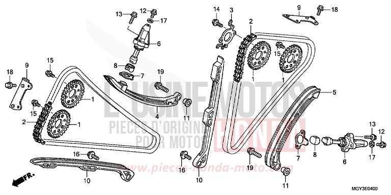 CHAINE A CAMES/TENDEUR de VFR800X "Crossrunner" PEARL FADELESS WHITE (NH341) 2011